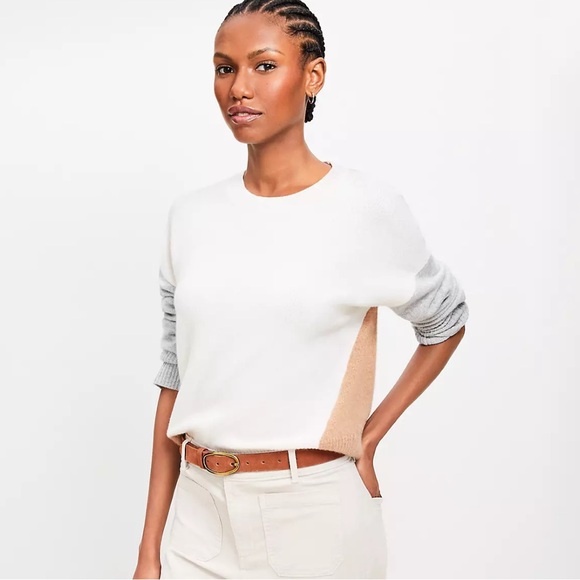 Loft Colorblock Relaxed Cashmere Sweater - Picture 1 of 11